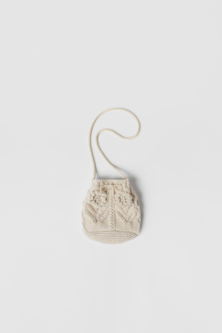BABY CROCHETED BUCKET BAG Taupe Gray ZARA United States